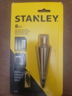 STANLEY Plumb Bob: Brass, 8 oz Wt, Inch Measurements, Brass Plated Finish