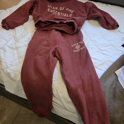 Fear Of God Essentials Kids Crimson Heavy Fleece Hoodie And Sweatpants Size Kids 8