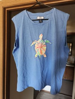 STELLA PARKER Island Collection women's tank top with sea turtle design