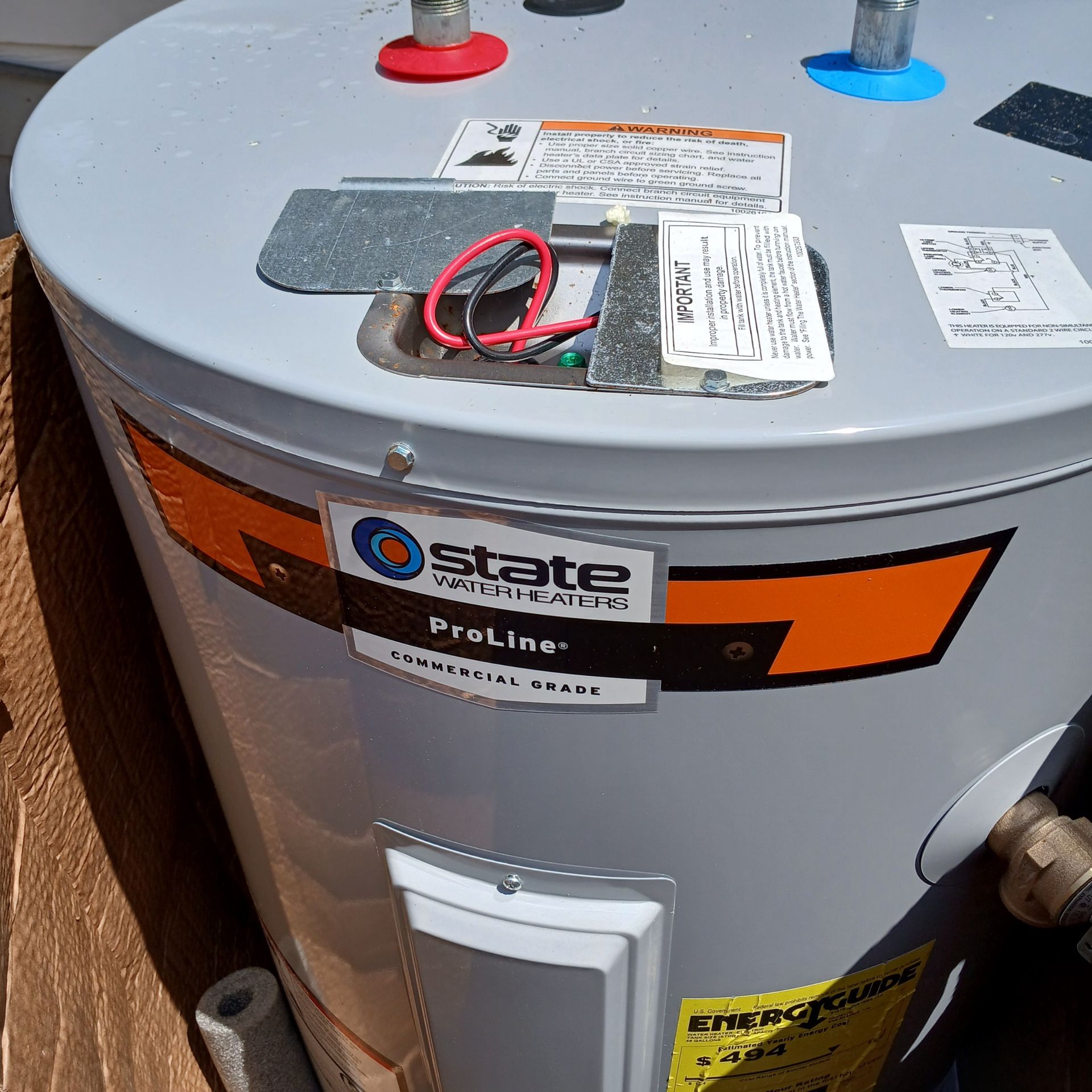 ProLine® 50 gallon electric hot water heater tall $800