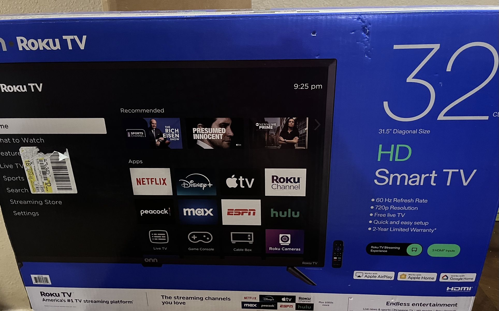New In Box 32 Inch Onn Roku Tv