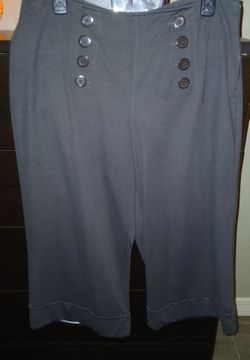 Dark Gray Wide-Leg Sailor Button Pants
