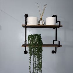 Farmhouse Bathroom accessories: 2 Tier Shelf, Towel Hanger And Toilet Paper Holder