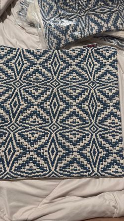 Le pouf textured pillow covers blue/cream color (no pillow) included set 2
