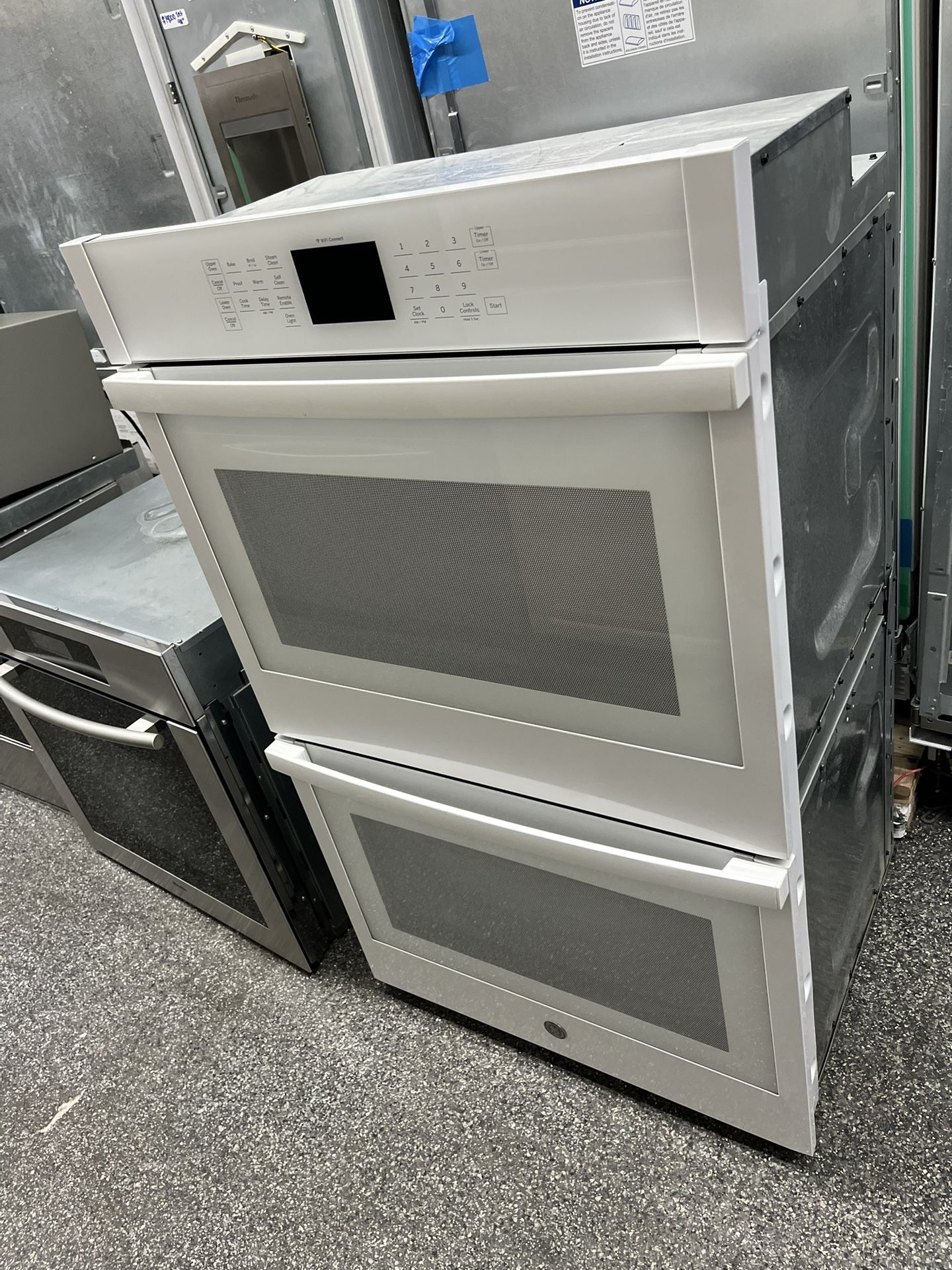 GE White 30” Double Oven Electric Self Clean Smart