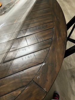 Large dining table with 8 chairs