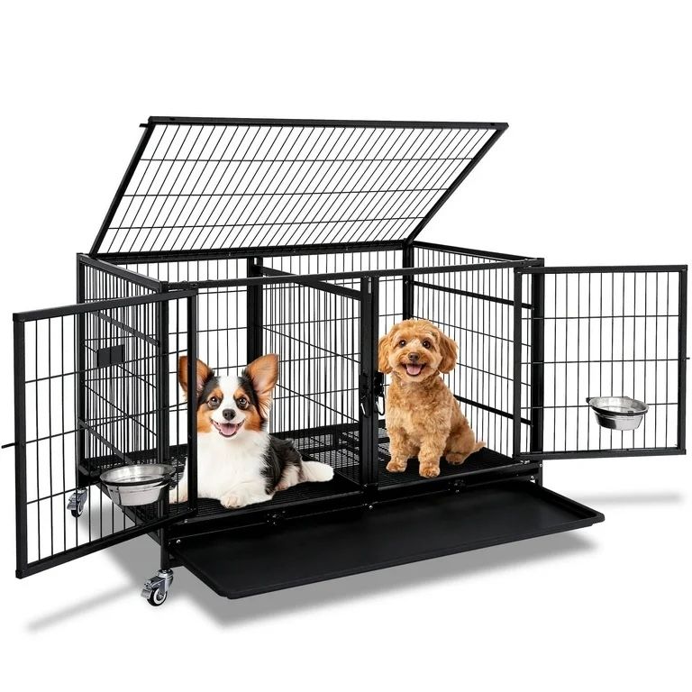 Homey Pet 43" Heavy Duty Dog Crate for Medium and Small Dogs