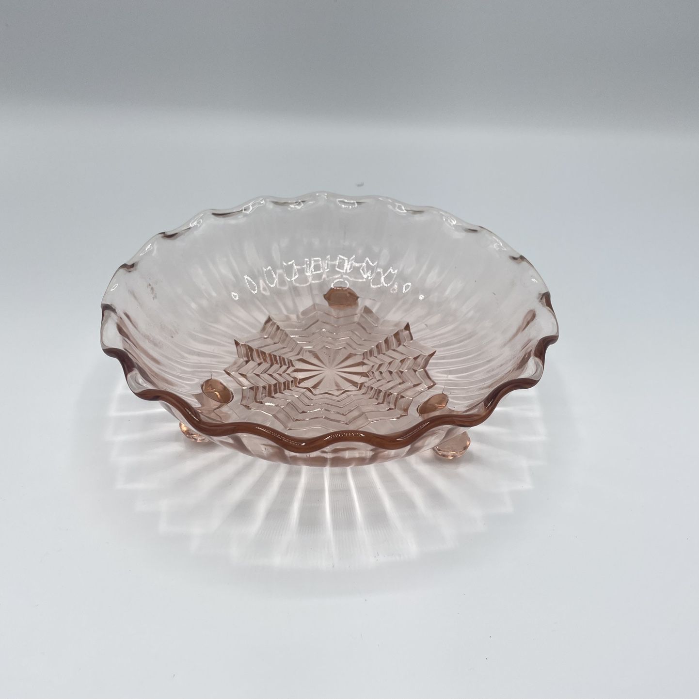 Vintage Pink Glass Candy Dish 