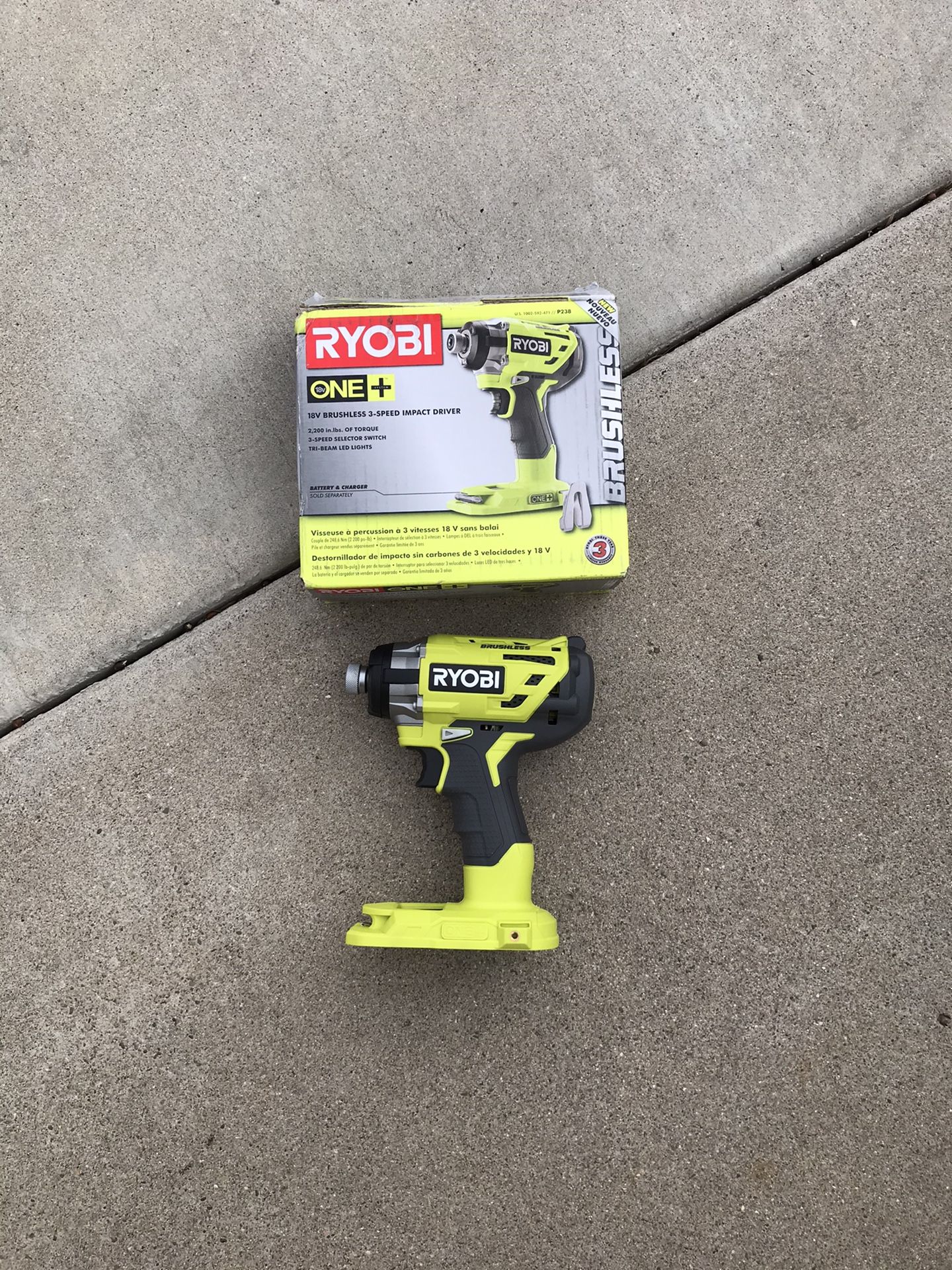 RYOBI 18-Volt ONE+ Cordless Brushless 3-Speed 1/4 in. Hex Impact Driver (Tool Only) with Belt Clip