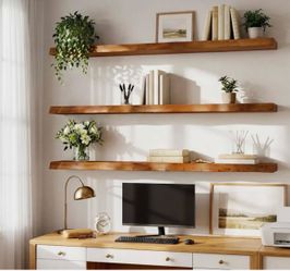 HH0055 47.24" Solid Wood Floating Shelves for Wall Set of 3