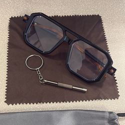 Vintage Style Blue Block Glasses 