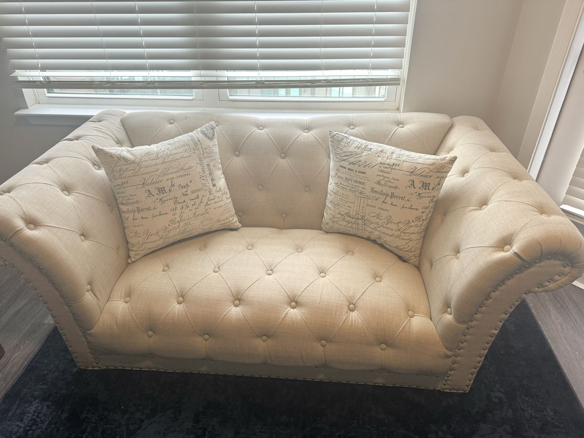 LIKE NEW! Beige Loveseat w/ Pillows!