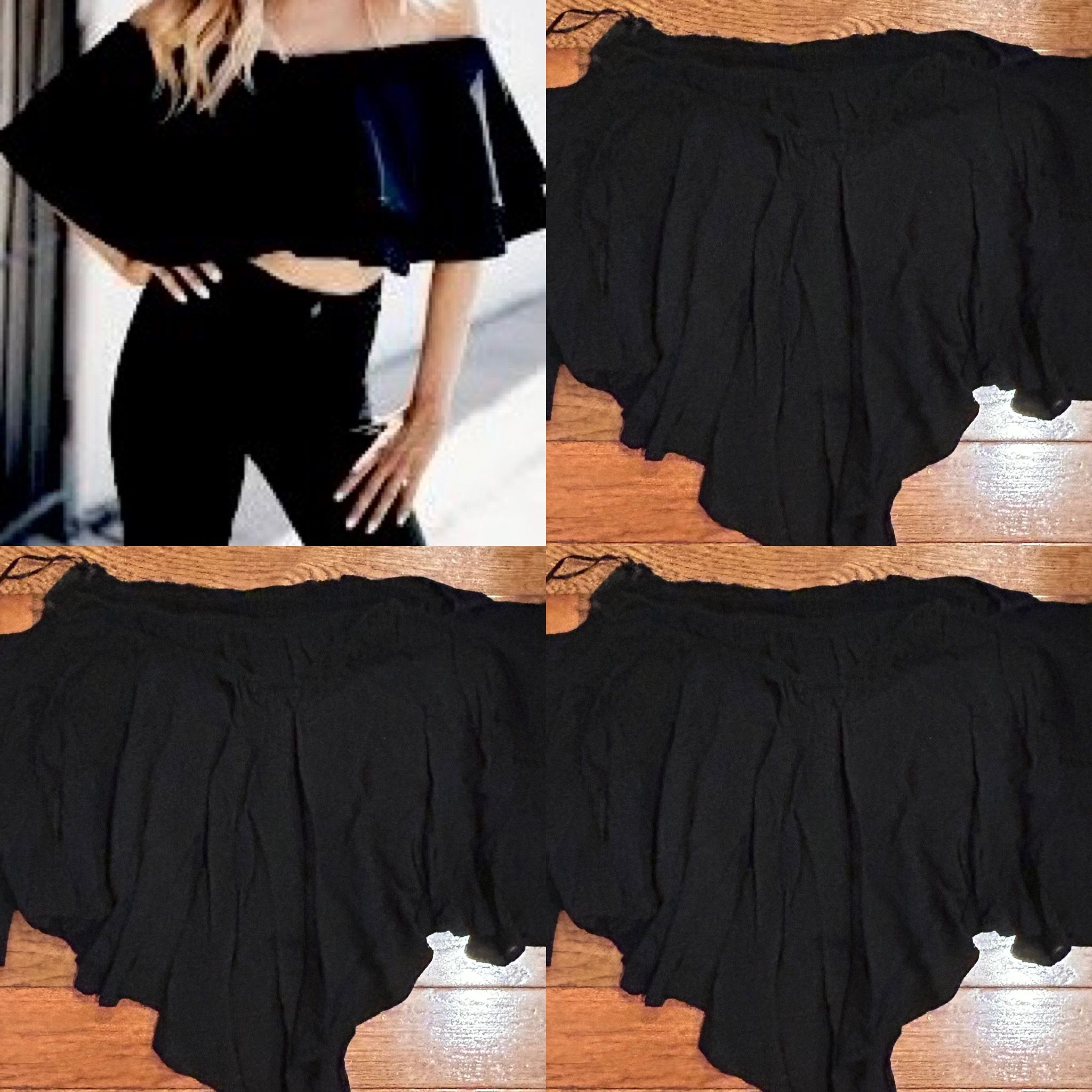 SURF GYPSY super BOHO black off the Shoulder Flowy Rayon Bandeau/crop top M