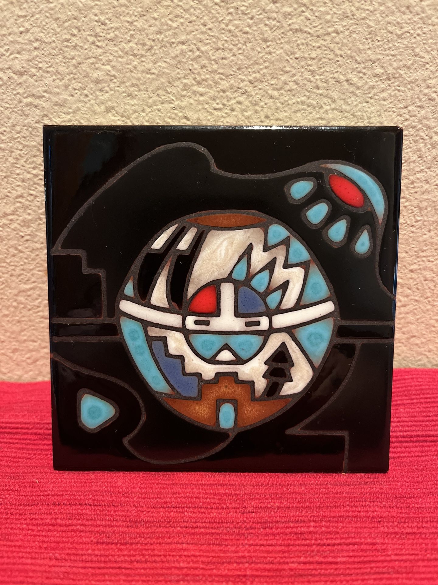 Cleo Teissedre Southwest 4x4 Tile Coaster Trivet Wall Art - Black Abstract Geo