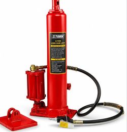 8 Ton Hydraulic Long Ram Jack Replacement Engine Hoist Cylinder with Clevis Base, Heavy-Duty Welded Steel, Manual Pump Operation (8 Ton (Air Pump))