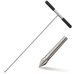 Soil Probe Rod, 33"-48" Septic Tank Locator Tool, Stainless Steel Probing Rod, Ground Probe Rod with T Handle, Ground Rod Tool for Soil Compaction, Ga