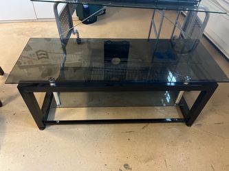 Black Glass TV Stand with Two Shelves FREE