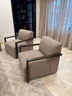 Pair of Basset Creswell Wood Arm Chairs