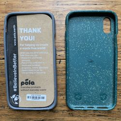 Two iPhone protective covers  Measure 5 3/4“ x 3“ green has a break at off switch