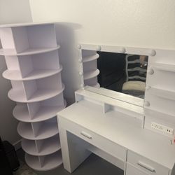 Makeup Desk Spinning Shoe Rack