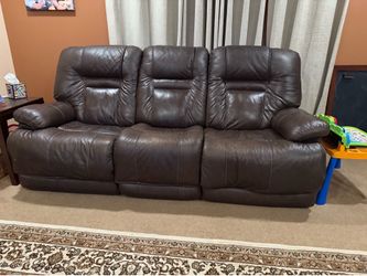 Ashley leather reclining sofa with USB charger