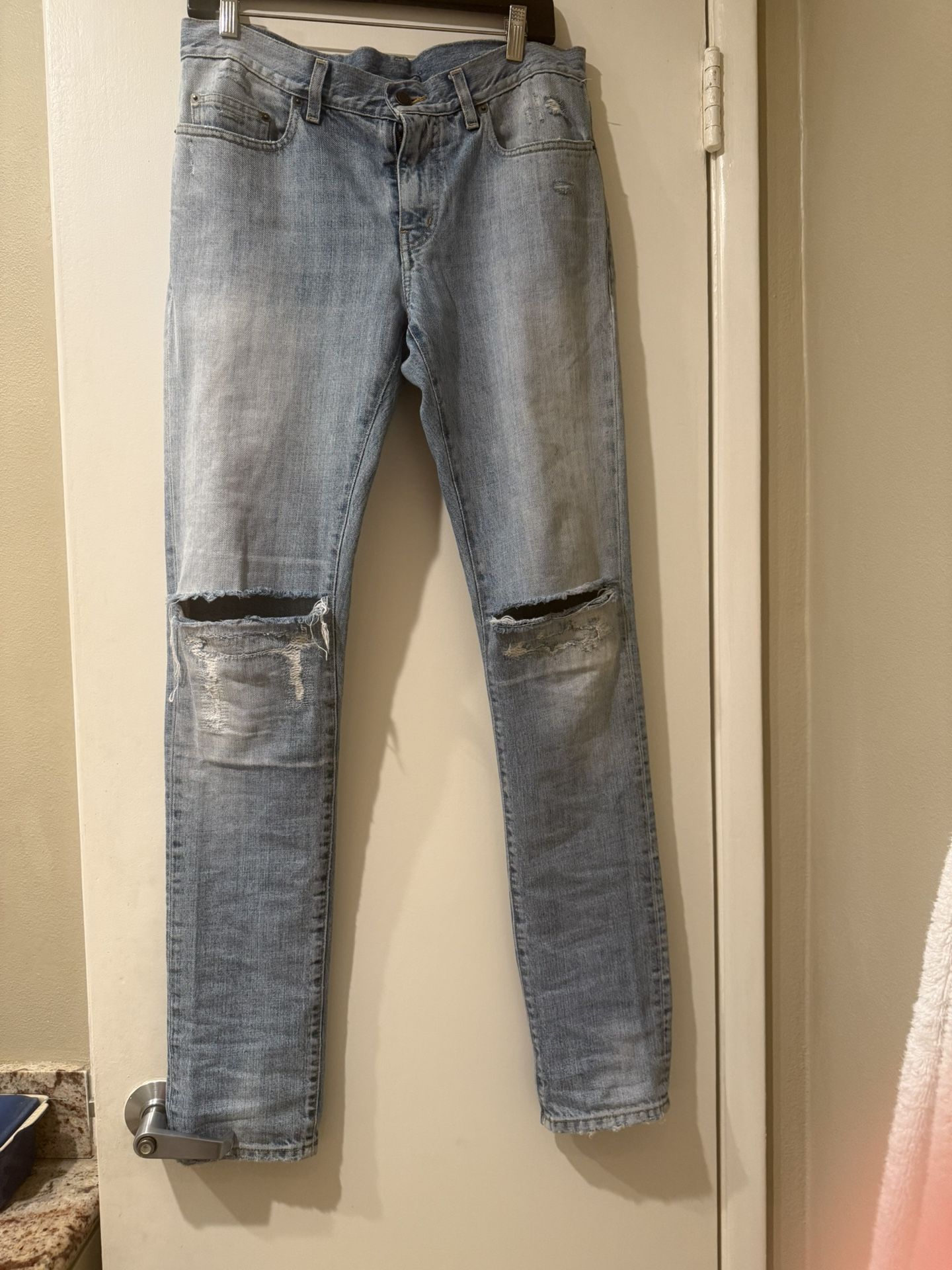 85% ⬇️ MSRP - Saint Laurent Vintage Distressed Light Wash Jeans, Men’s 30 X 32