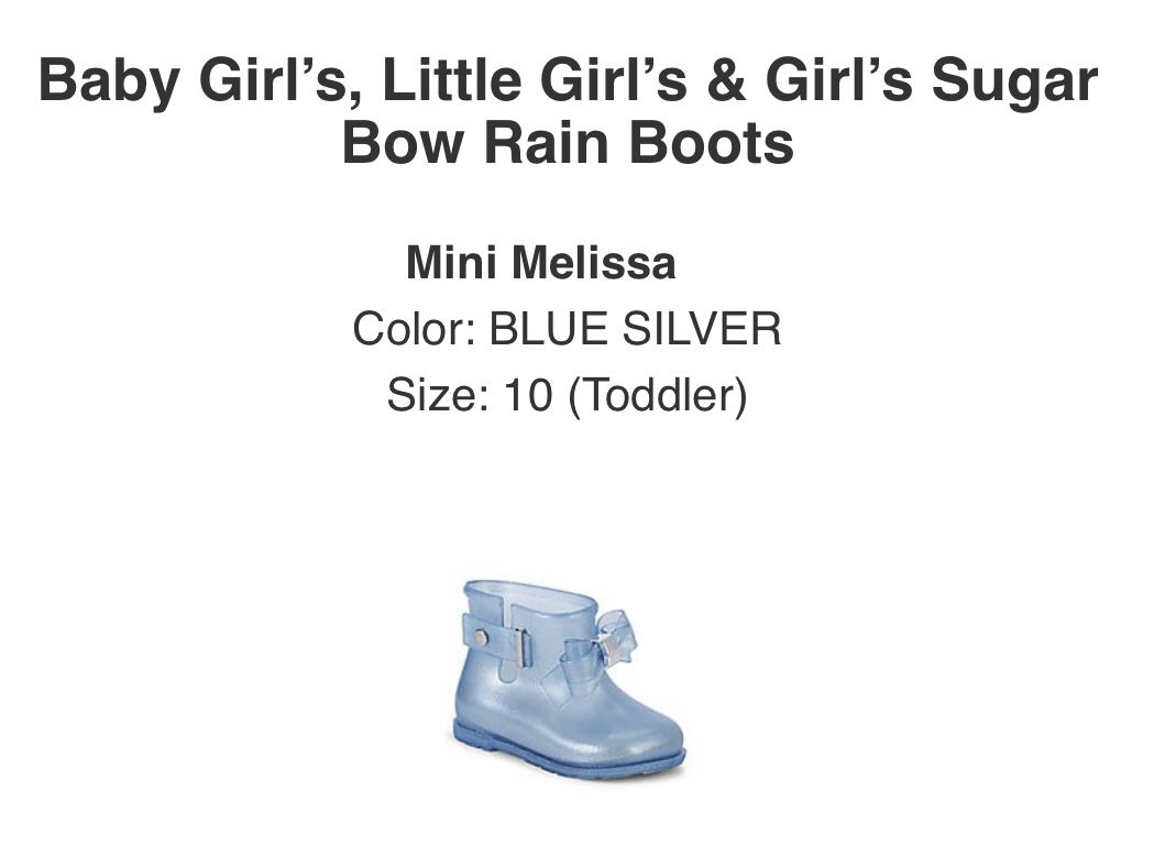 Brand New In Box:Mini Melissa Rain Boots Size 10