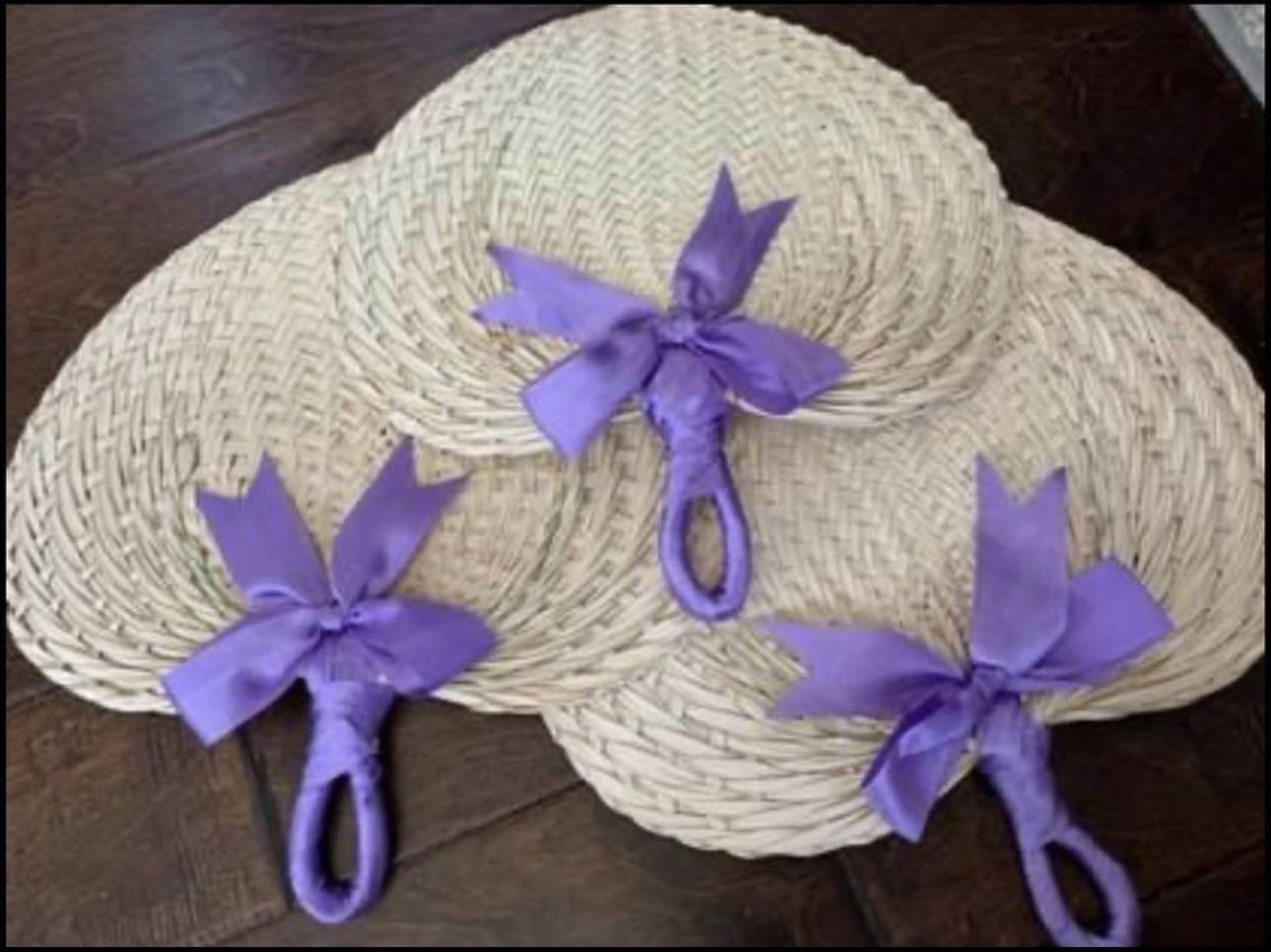 Raffia fans with Lavender Ribbon