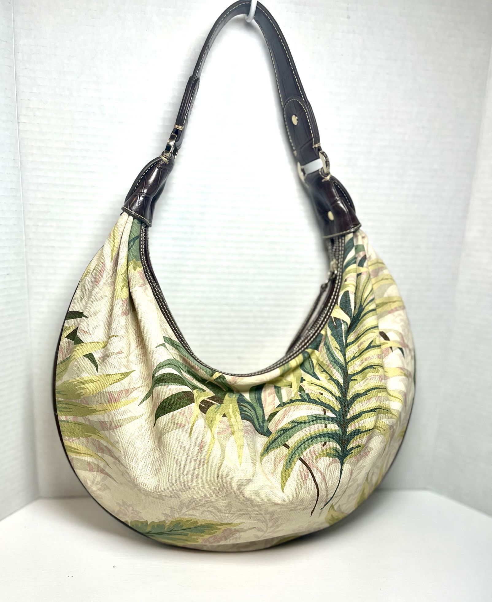 Vintage Liz Claiborne Purse Summer Palms Bucket Bag Tropical Beach Vacation Travel Shoulder Bag