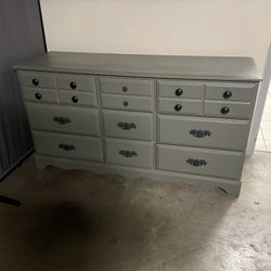 MCM Vintage Solid Wood Dresser Olive / Sage green Credenza Buffet TV stand