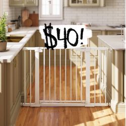 Cumbor 29.7-46" Baby Gate for Stairs, Auto Close Dog Gate for the House, Easy Install Pressure Mounted Pet Gates for Doorways