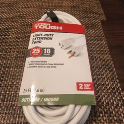 New Hyper Tough 25 Ft White Extension Cord 