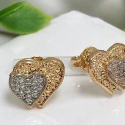 Gorgeous Heart Earrings  Silver And 14k Gold Platted 