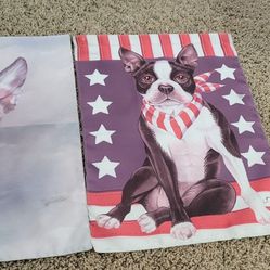 2 Small Decorative Boston Terrier Flags