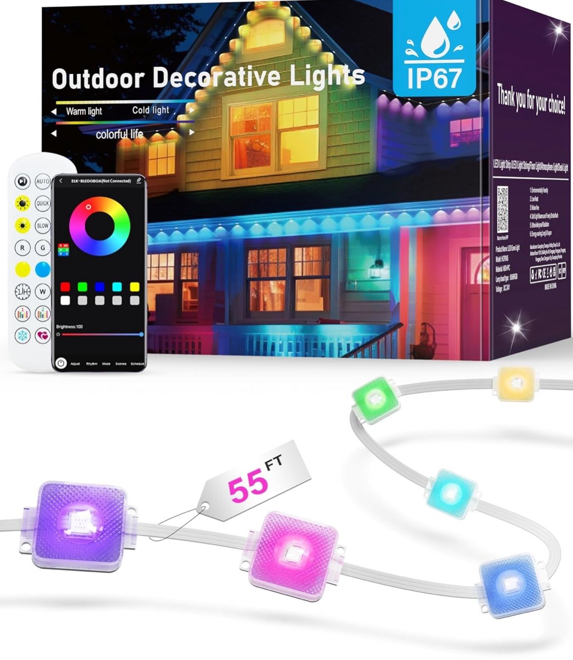 55 Feet Permanent Outdoor Lights for House