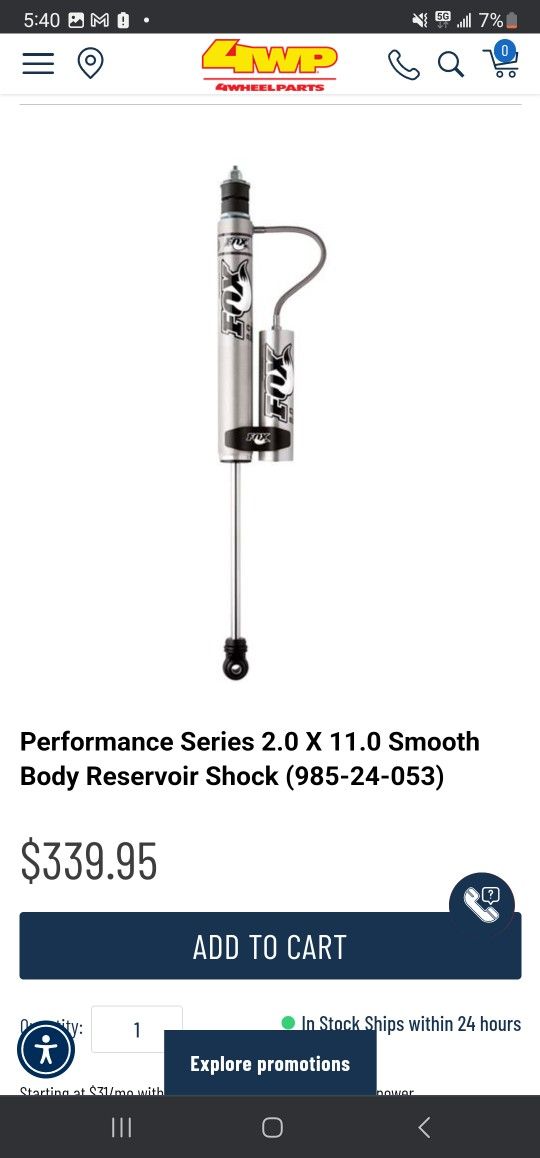 Fox Shock 2.0 Replacement Shock Bran New