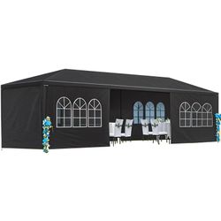 10x30' Wedding Party Canopy Tent Outdoor Gazebo with 8 Removable Sidewalls Black Color