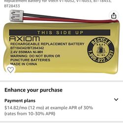 Axiom Cordless Home Phone Rechargeable 850mAh Replacement Battery for Vtech VT-6052, VT-6053, BT-18433, BT28433