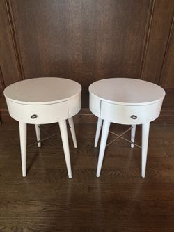 2 White West Elm Penelope Nightstands