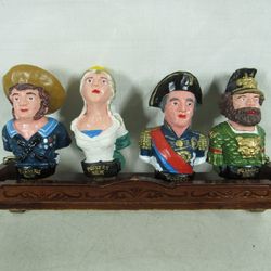 Rare Pussers Rum British Royal Navy Cork Stoppers Set of 4 & Display
