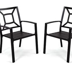 Set of 2 Patio Metal Chairs 