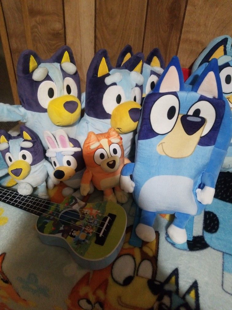 Bluey Guitar, Bluey Bingo Plushies Stuffed Animals Bluey Pillow Backpack