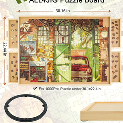 Puzzle board table 2000 pieces rotating 4 drawer with plastic cover