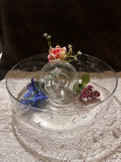 Service a temperate en verre, 2 pieces. Botanero de Cristal 2 piezas.