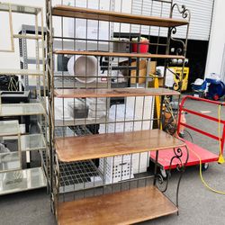 Bakers Rack Shelf Wood Metal