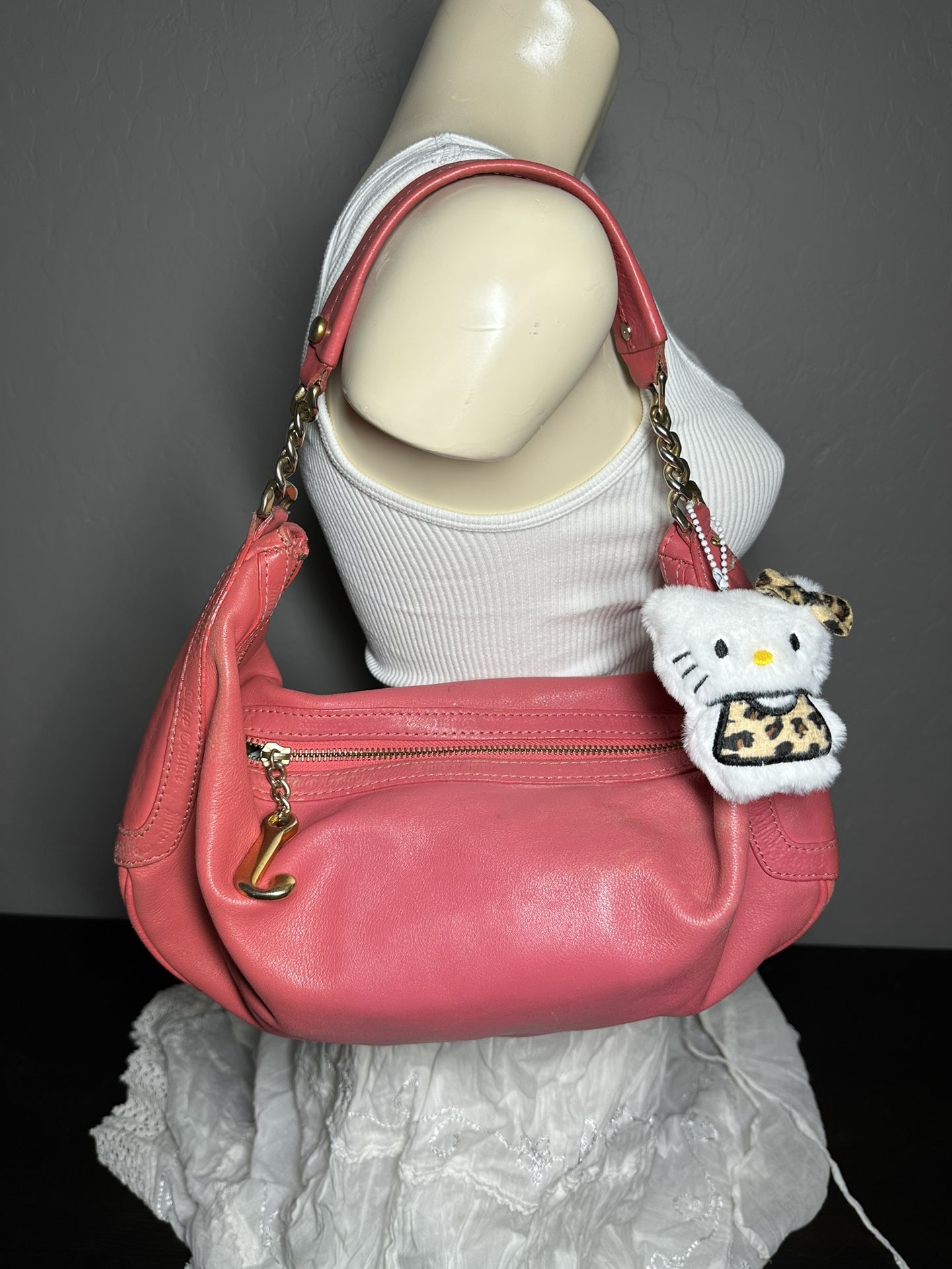 Vintage Y2K Juicy Couture Pink Leather Shoulder Bag
