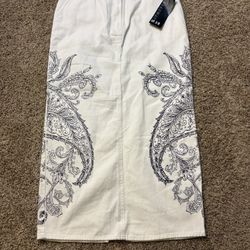 NWT Broadway 38 Paisley Print Cotton Maxi Skirt Womens Size 6