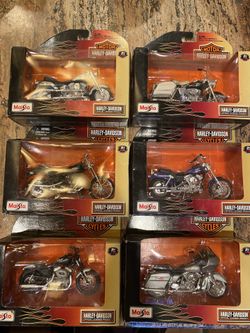 Lot Of Six 2010 Maisto 1:18 Die-Cast Harley Davidson Motorcycles