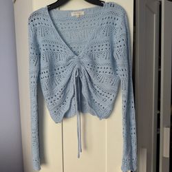 Ice Blue Crochet Crop Top