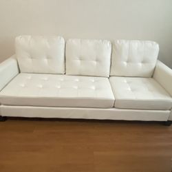 White Leather Sectional Sofa (sofa Blanco De Dos Piezas)